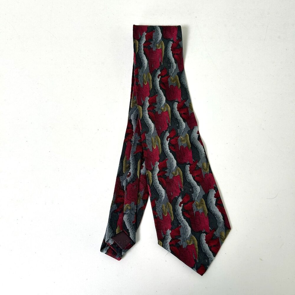 Jerry Garcia J Garcia Tie Banyan Trees II Gray Red 100% Silk Necktie 1996